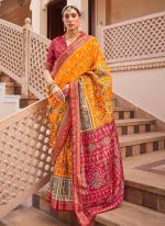 Silk Orange Festival Wear Printed Saree